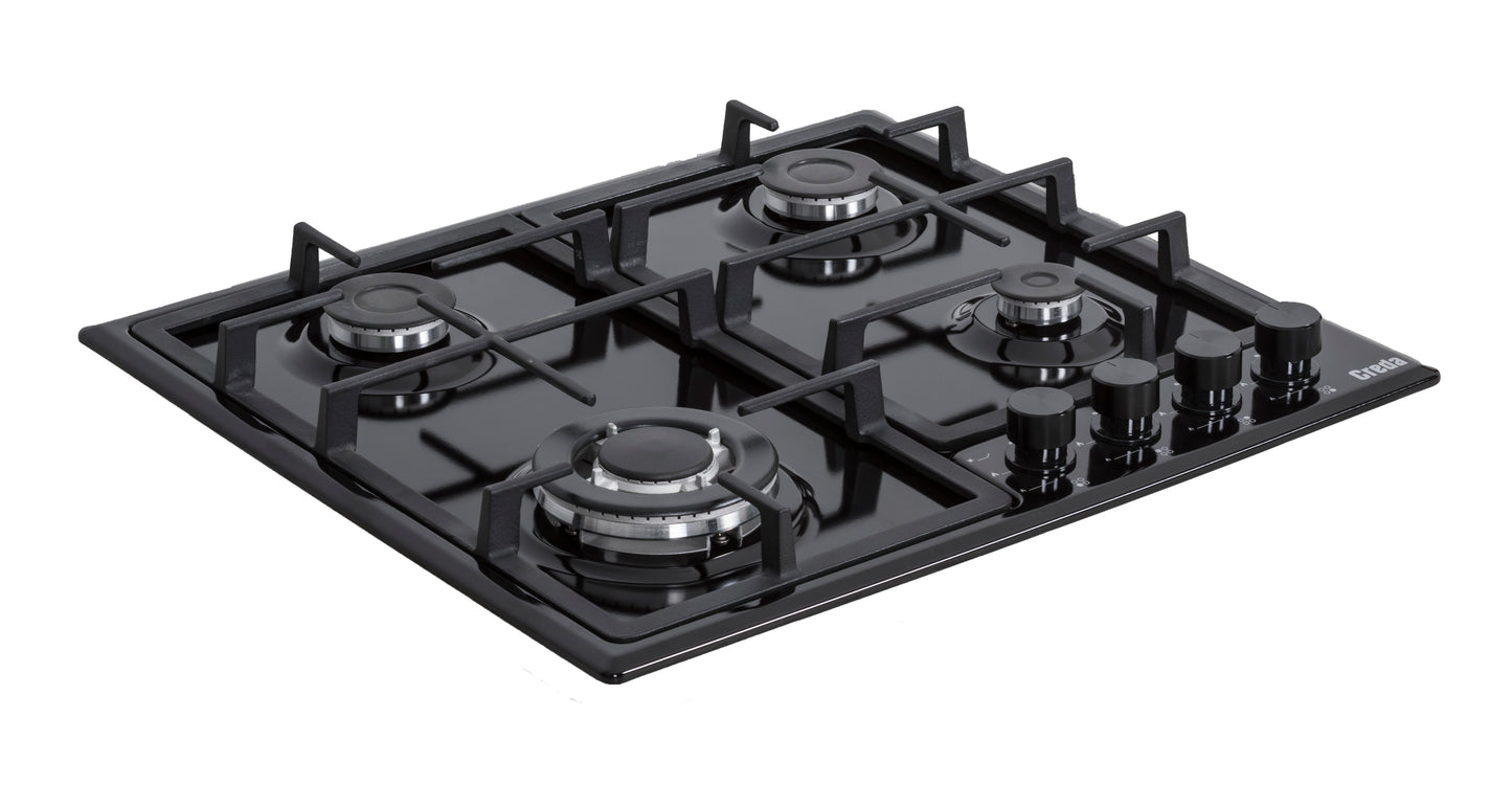 Creda C60GFCWBL BLACK 60CM GAS HOB WITH WOK BURNER