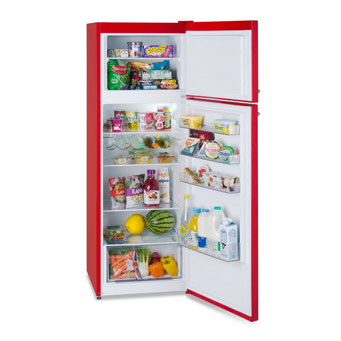 Montpellier MAB346R RETRO TOP MOUNT FRIDGE FREEZER IN RED
