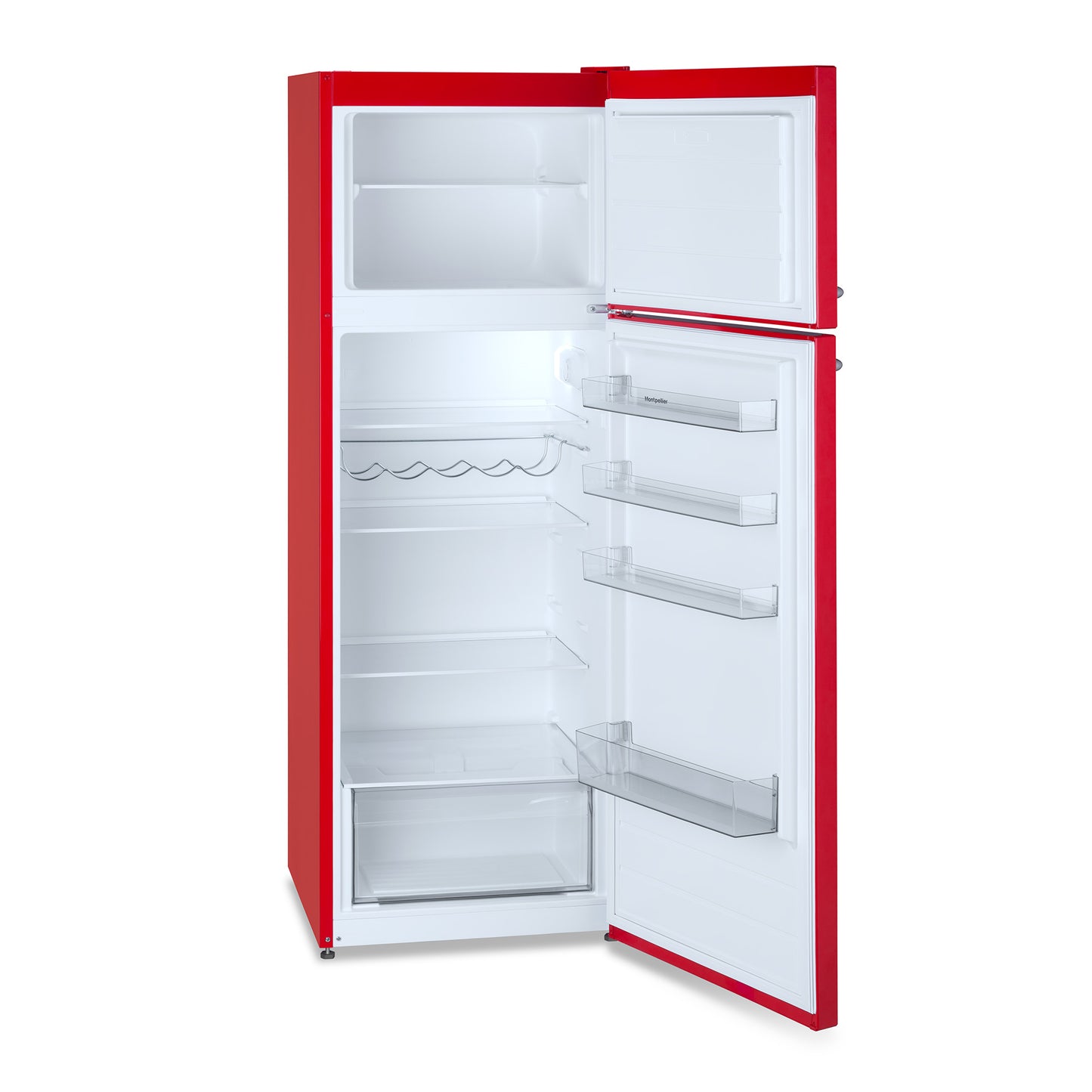 Montpellier MAB346R RETRO TOP MOUNT FRIDGE FREEZER IN RED