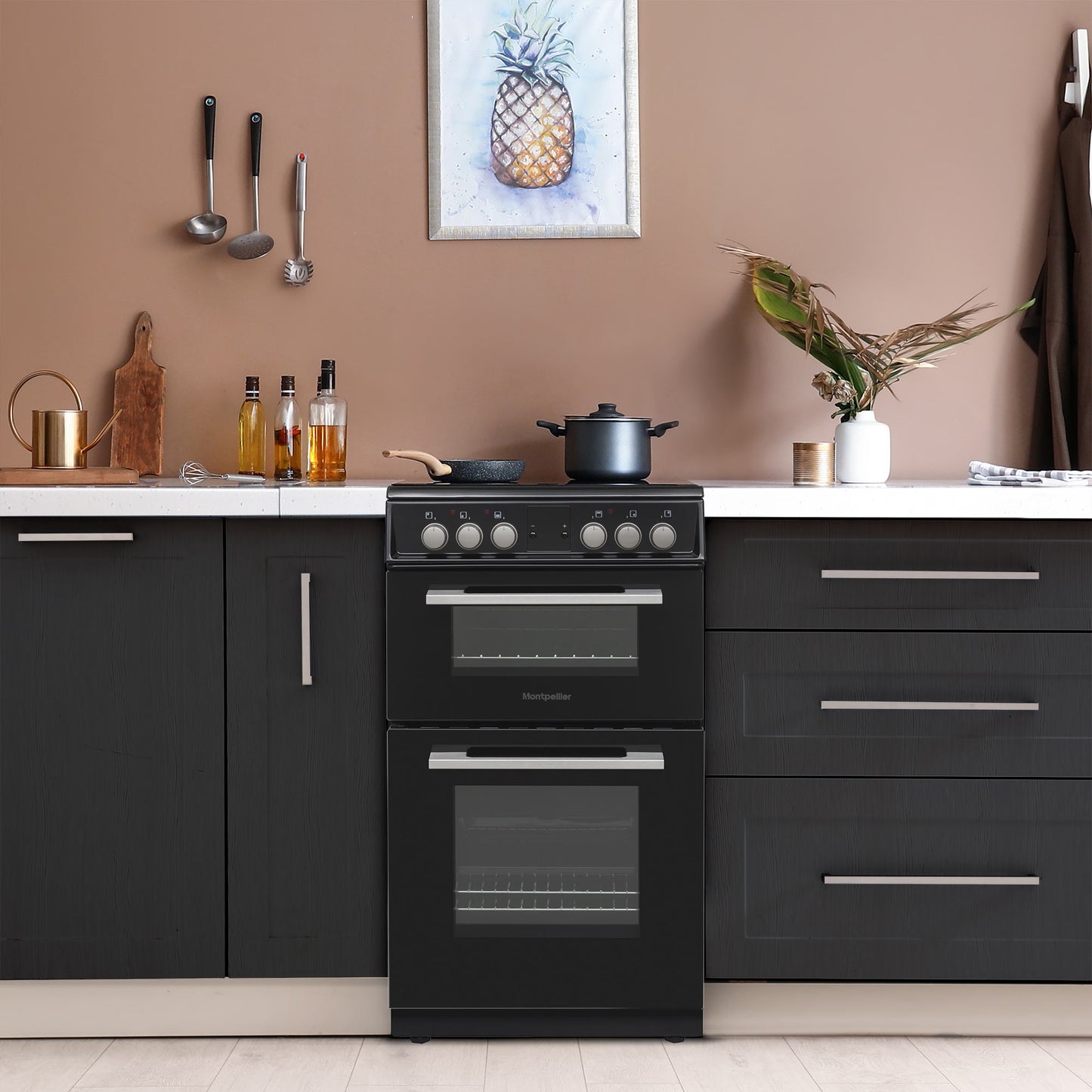 Montpellier MDOC50FK BLACK 50CM CERAMIC COOKER WITH DOUBLE OVEN