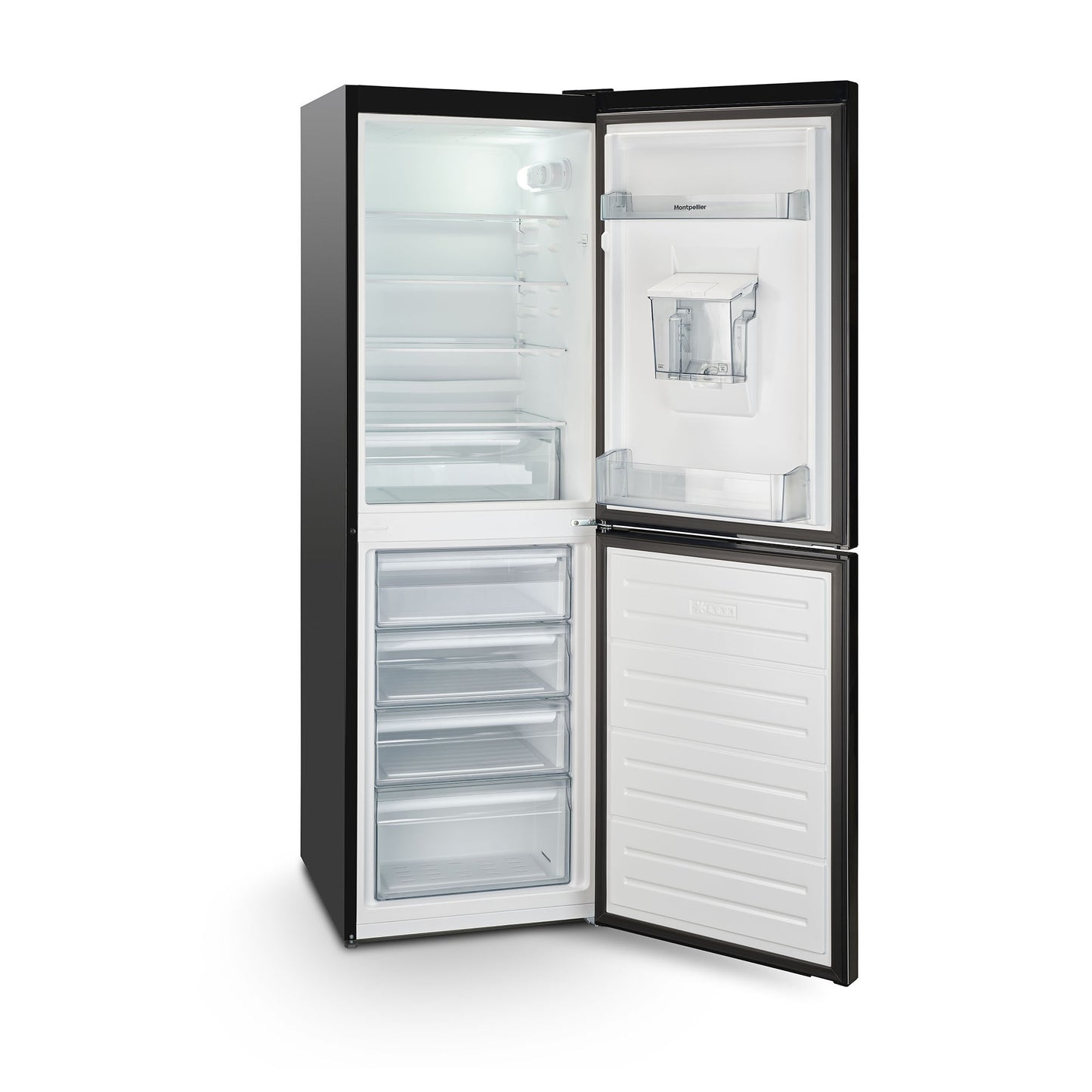 Montpellier MLF1770EKWD BLACK LOW FROST FRIDGE FREEZER WITH WATER DISPENSER