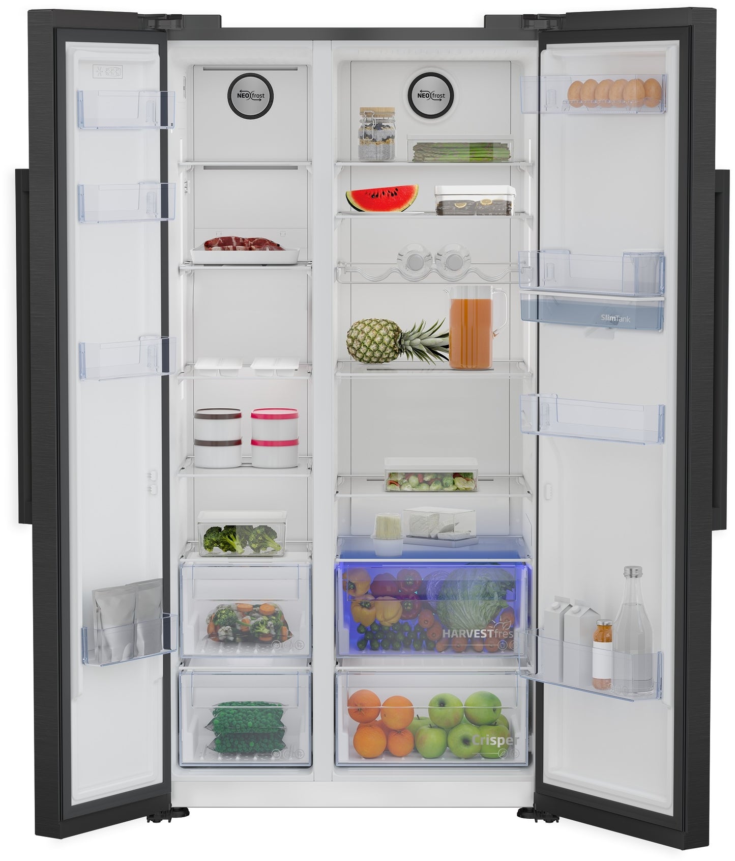Beko ASD2341VB BLACK STEEL SIDE BY SIDE FRIDGE FREEZER WITH HARVESTFRESH
