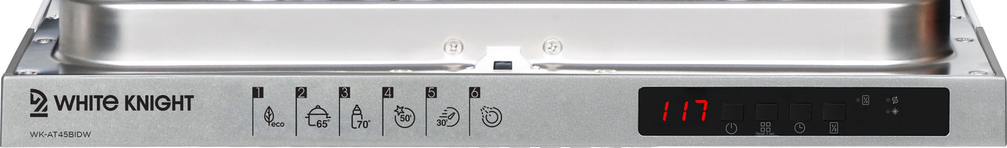 White Knight AT45BIDW FULLY INTEGRATRED SLIMLINE DISHWASHER