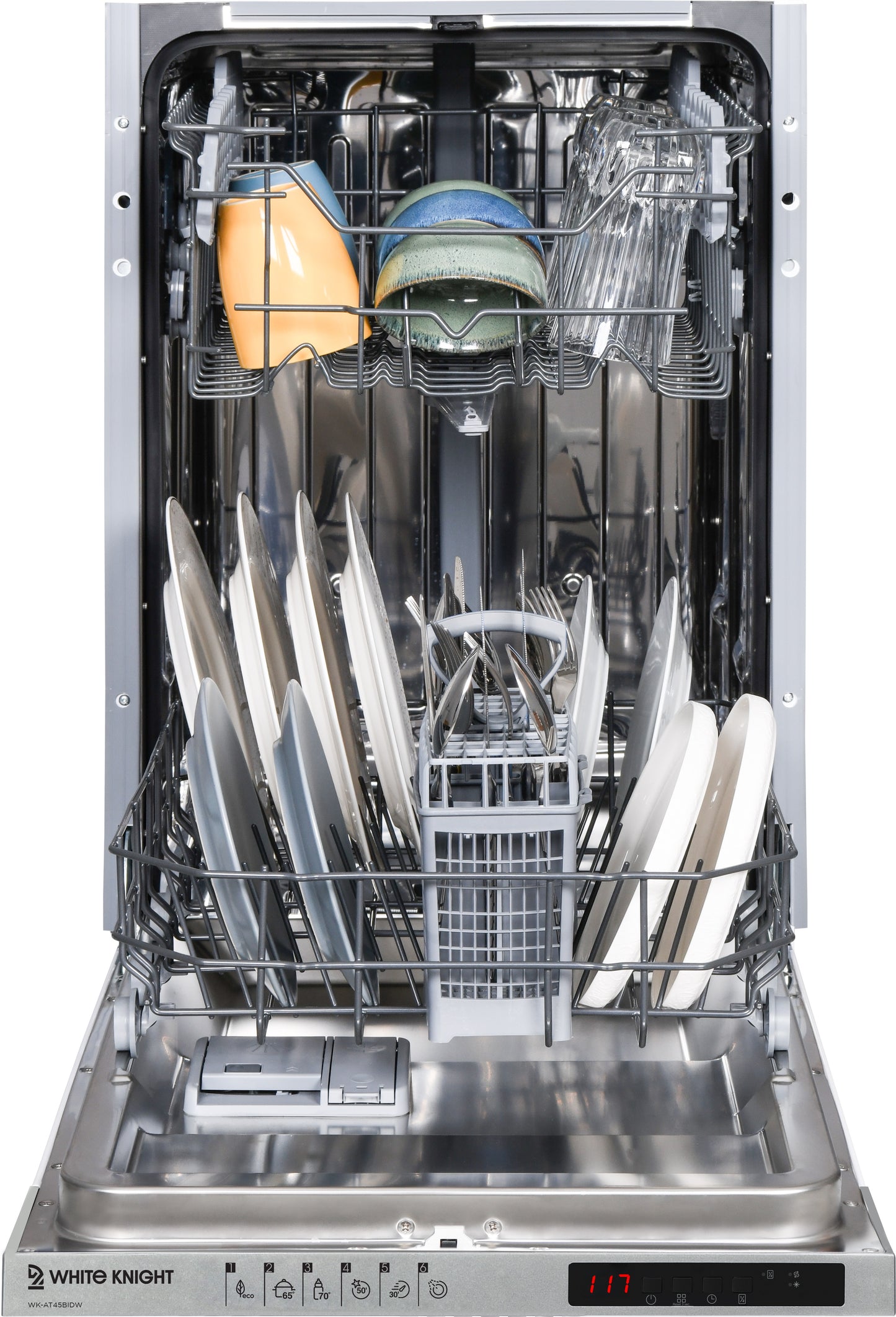 White Knight AT45BIDW FULLY INTEGRATRED SLIMLINE DISHWASHER