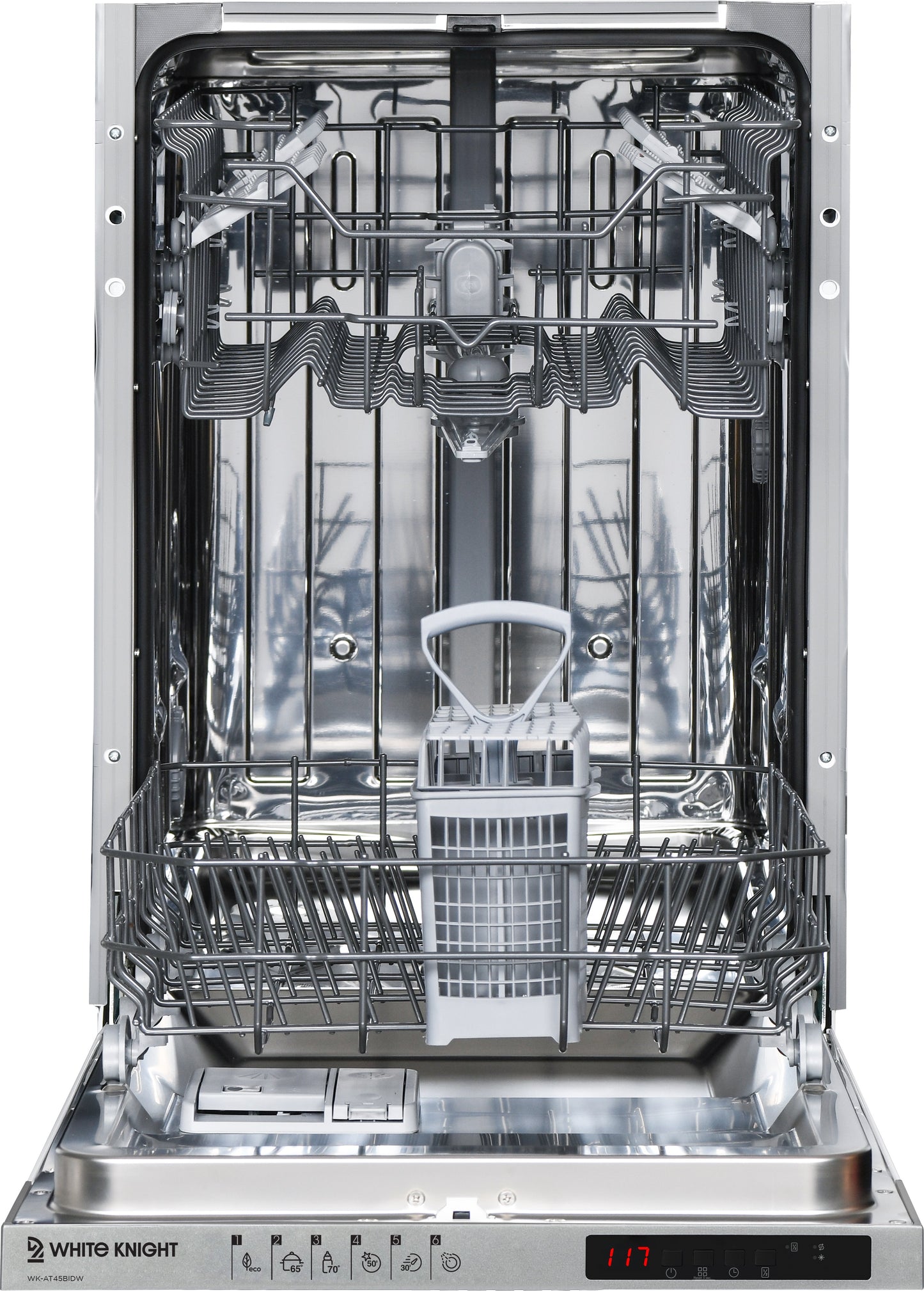 White Knight AT45BIDW FULLY INTEGRATRED SLIMLINE DISHWASHER