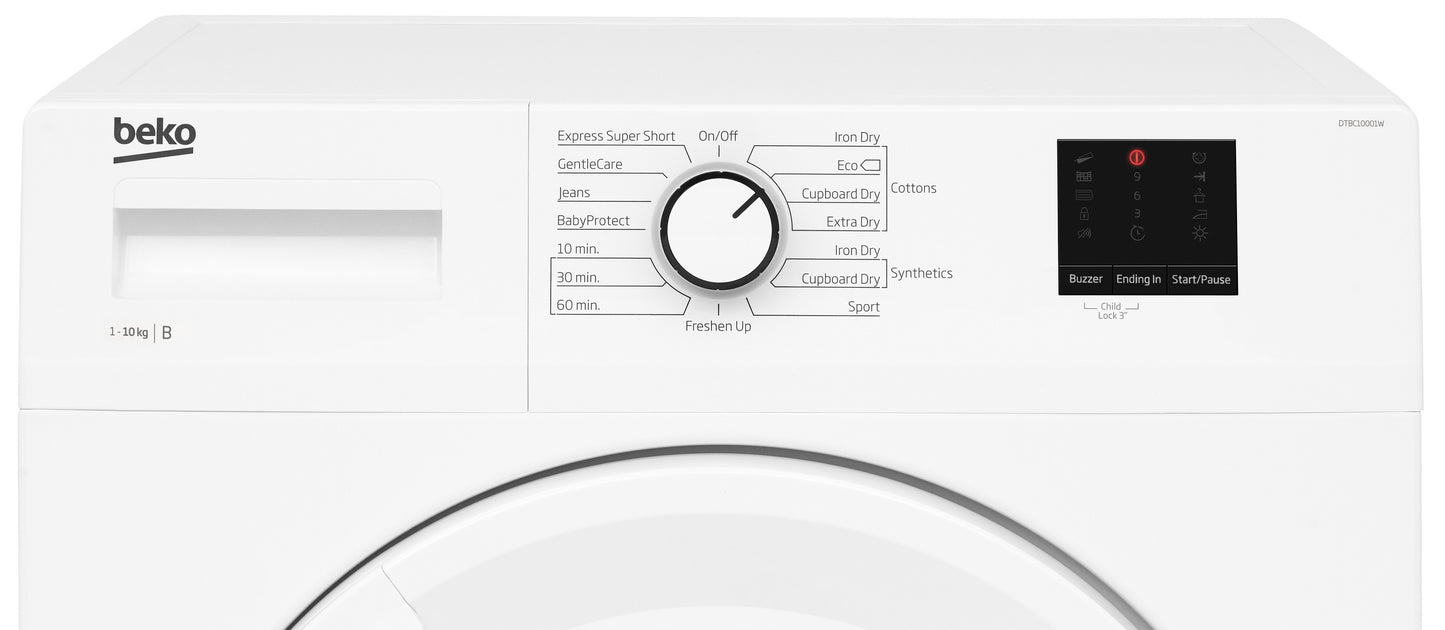 Beko DTBC10001W WHITE 10KG CONDENSER SENSOR TUMBLE DRYER
