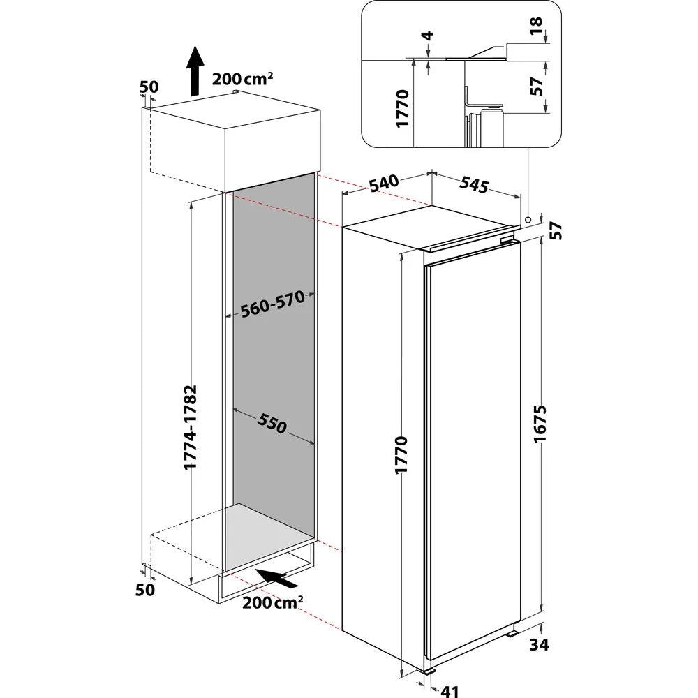 Hotpoint HS18011 177CM BUILT IN LARDER FRIDGE