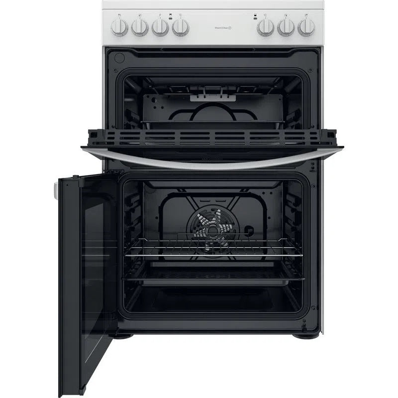 Indesit ID67V9KMW WHITE DOUBLE COOKER WITH CERAMIC HOB