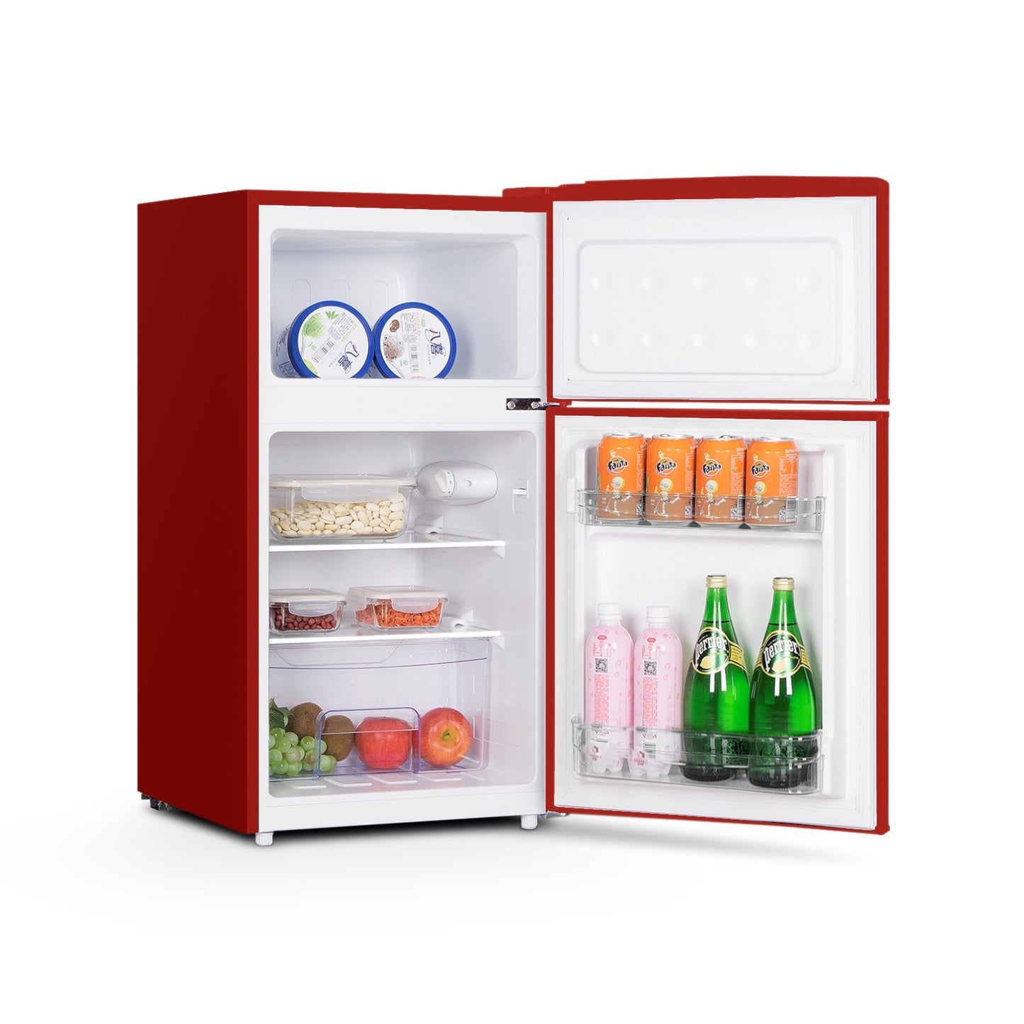 Montpellier MAB2035ER RED UNDERCOUNTER RETRO FRIDGE FREEZER