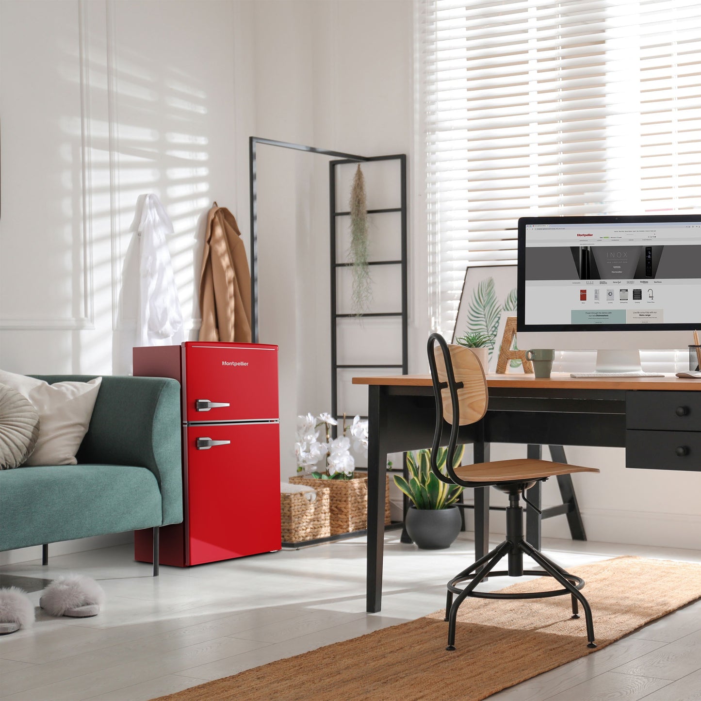 Montpellier MAB2035ER RED UNDERCOUNTER RETRO FRIDGE FREEZER