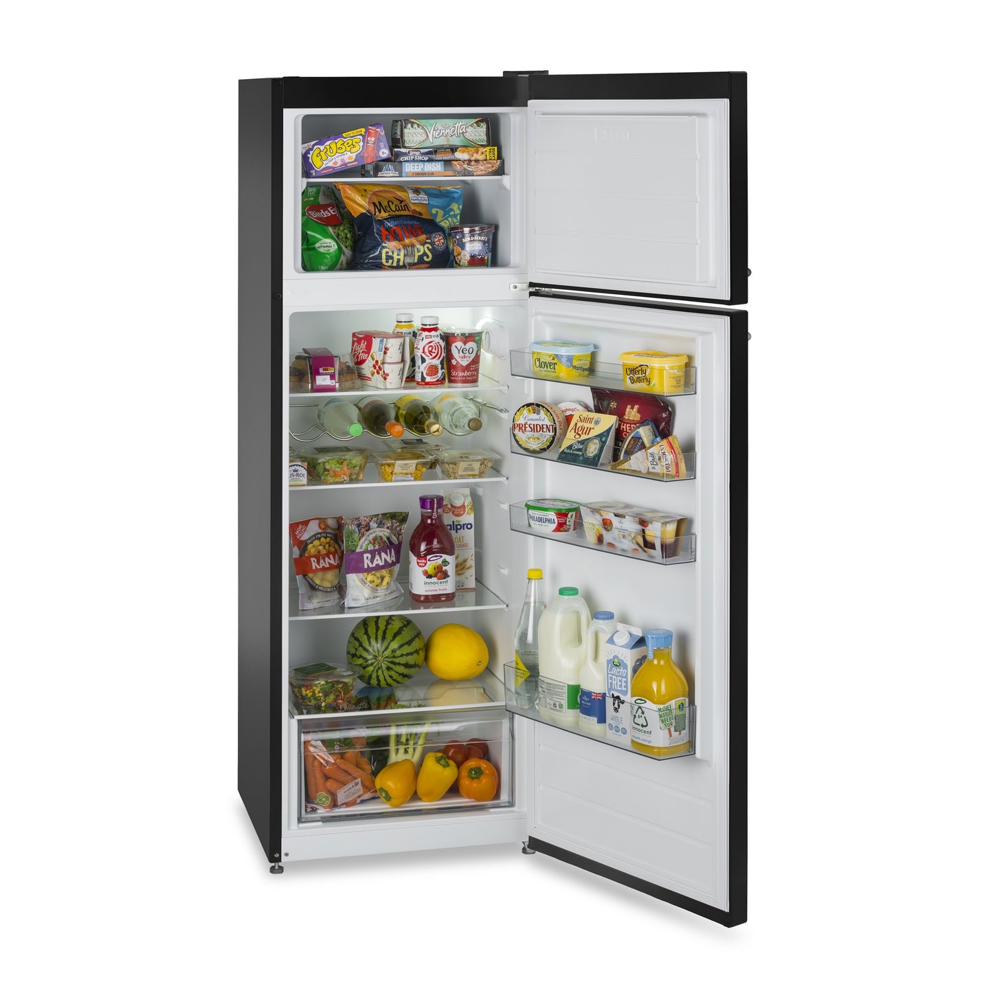 Montpellier MAB346K RETRO TOP MOUNT FRIDGE FREEZER IN BLACK