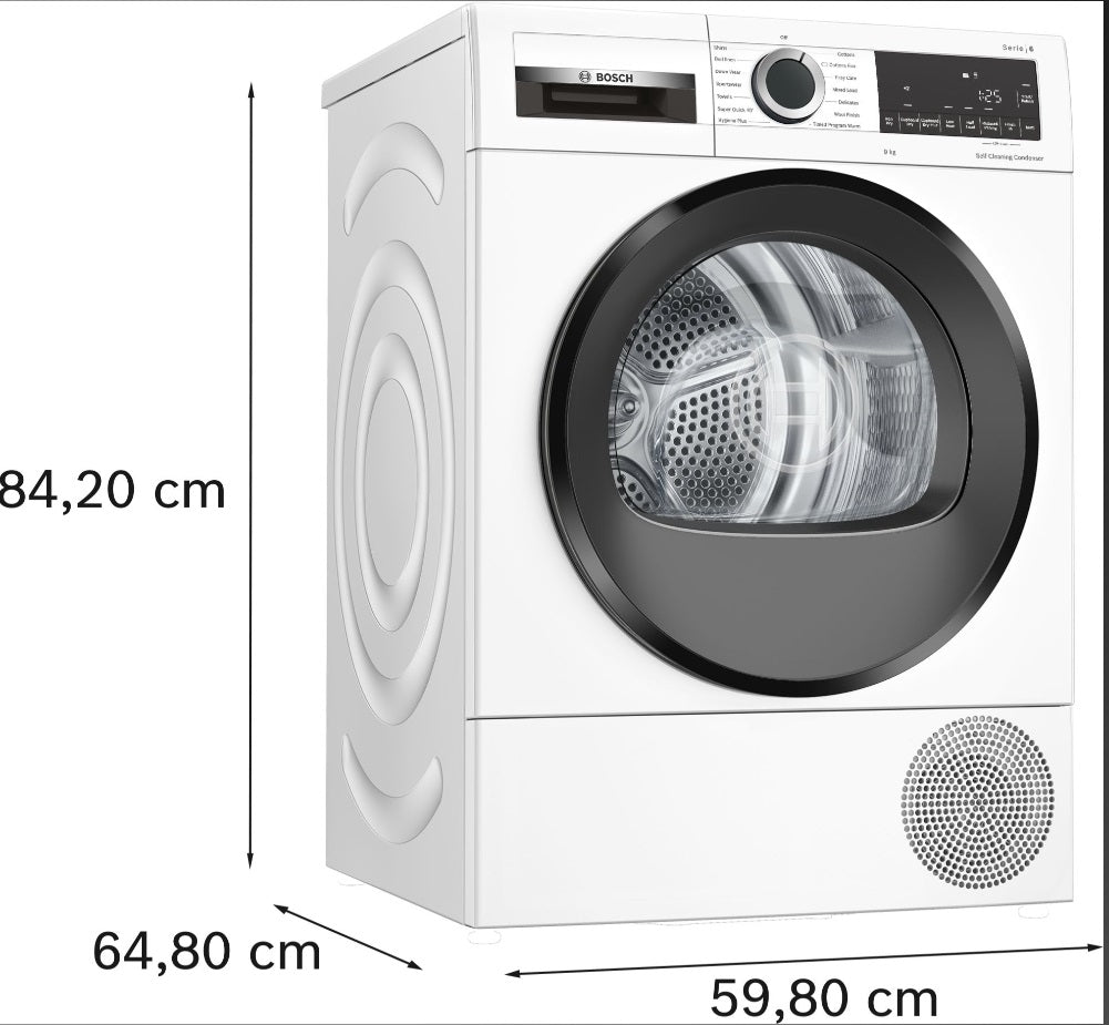 Bosch WQG245A0GB BOSCH WHITE SERIES 6 9KG HEAT PUMP TUMBLE DRYER