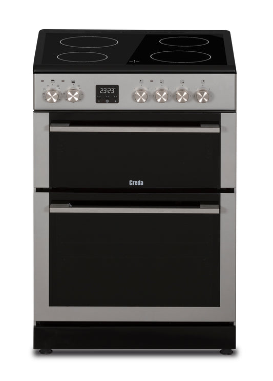 Creda C60CDOS CREDA SILVER 60CM CERAMIC COOKER WITH DOUBLE OVEN