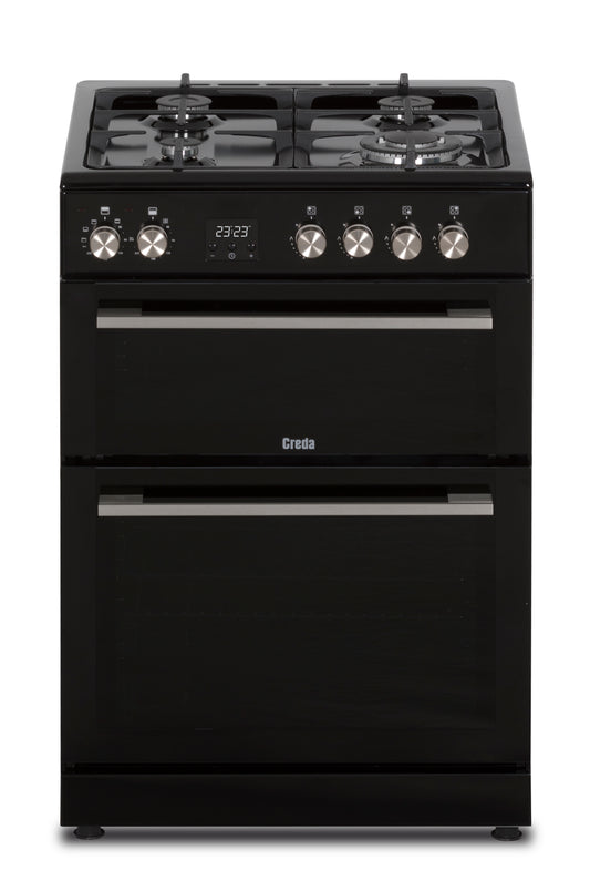 Creda C60DFDOBL  60CM BLACK DUAL FUEL COOKER WITH DOUBLE OVEN