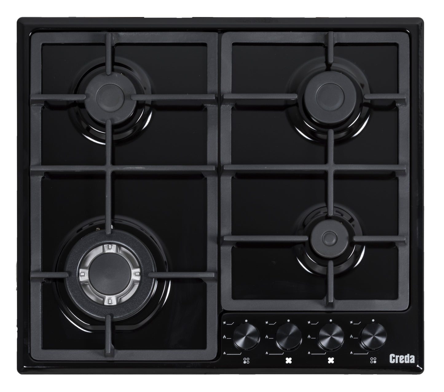 Creda C60GFCWBL  BLACK 60CM GAS HOB WITH WOK BURNER