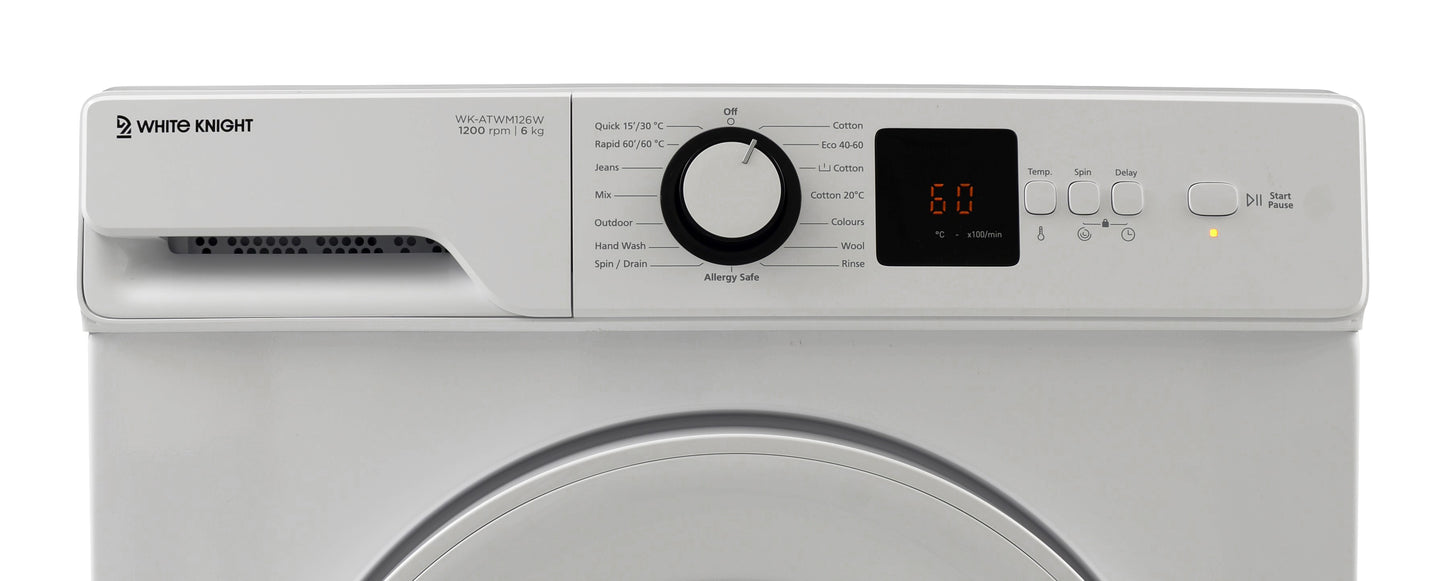 White Knight ATWM126W WHITE KNIGHT 6KG 1200RPM WASHING MACHINE