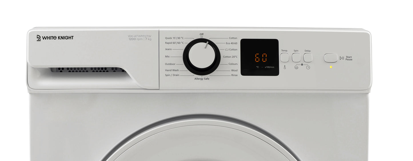 White Knight ATWM127W WHITE KNIGHT 7KG 1200RPM WASHING MACHINE