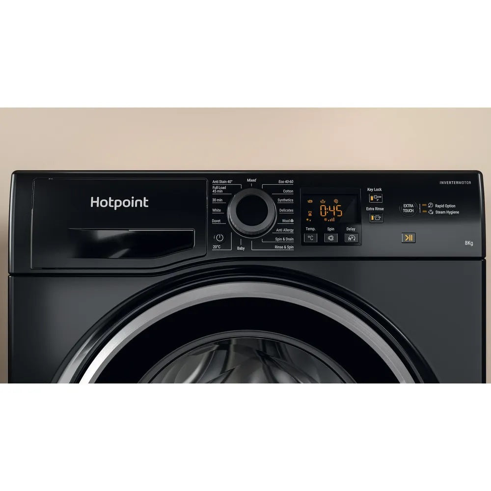 Hotpoint NSWM864CBS BLACK ANTI STAIN 8KG 1600RPM WASHING MACHINE