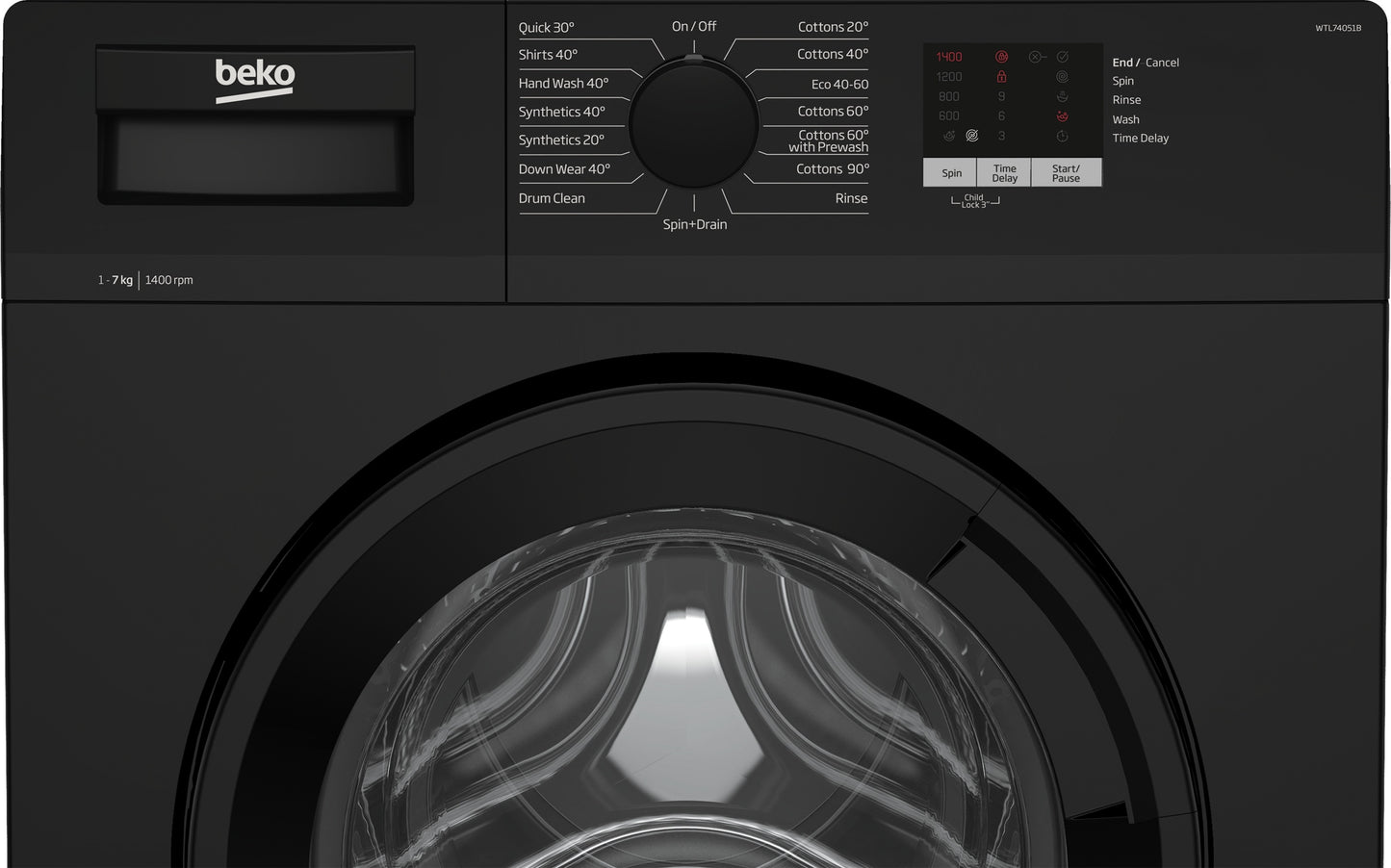 Beko WTL74051B  BLACK 7KG 1400RPM WASHING MACHINE