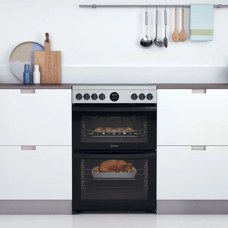 Indesit ID67V9HCX  INOX COOKER WITH DOUBLE OVEN AND CERAMIC HOB