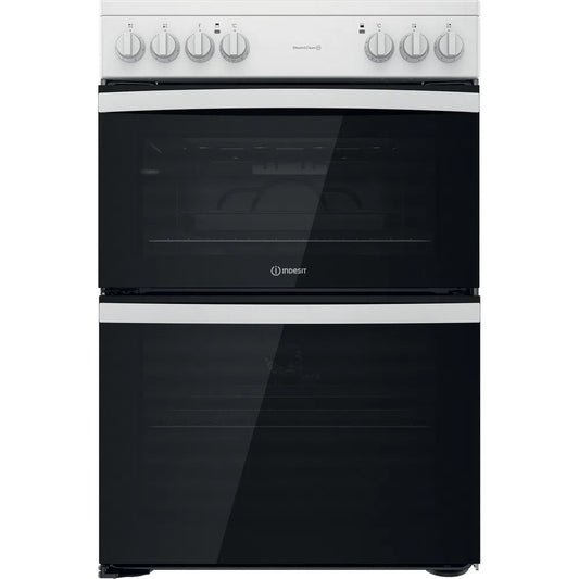Indesit ID67V9KMW  WHITE DOUBLE COOKER WITH CERAMIC HOB
