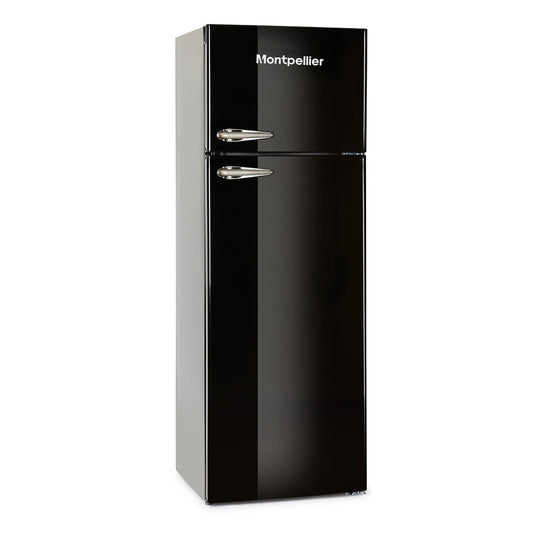 Montpellier MAB346K  RETRO TOP MOUNT FRIDGE FREEZER IN BLACK