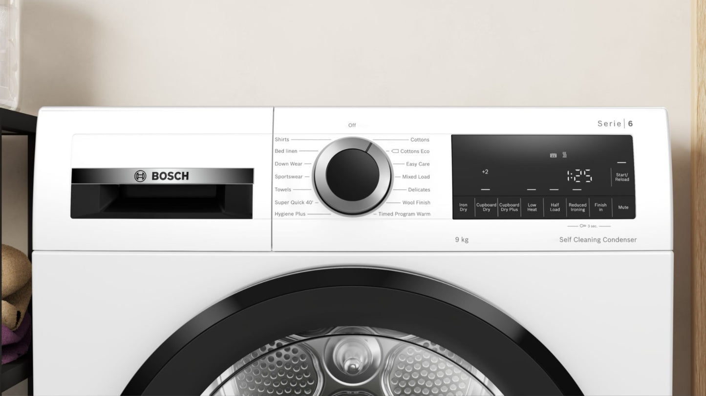 Bosch WQG245A0GB BOSCH WHITE SERIES 6 9KG HEAT PUMP TUMBLE DRYER