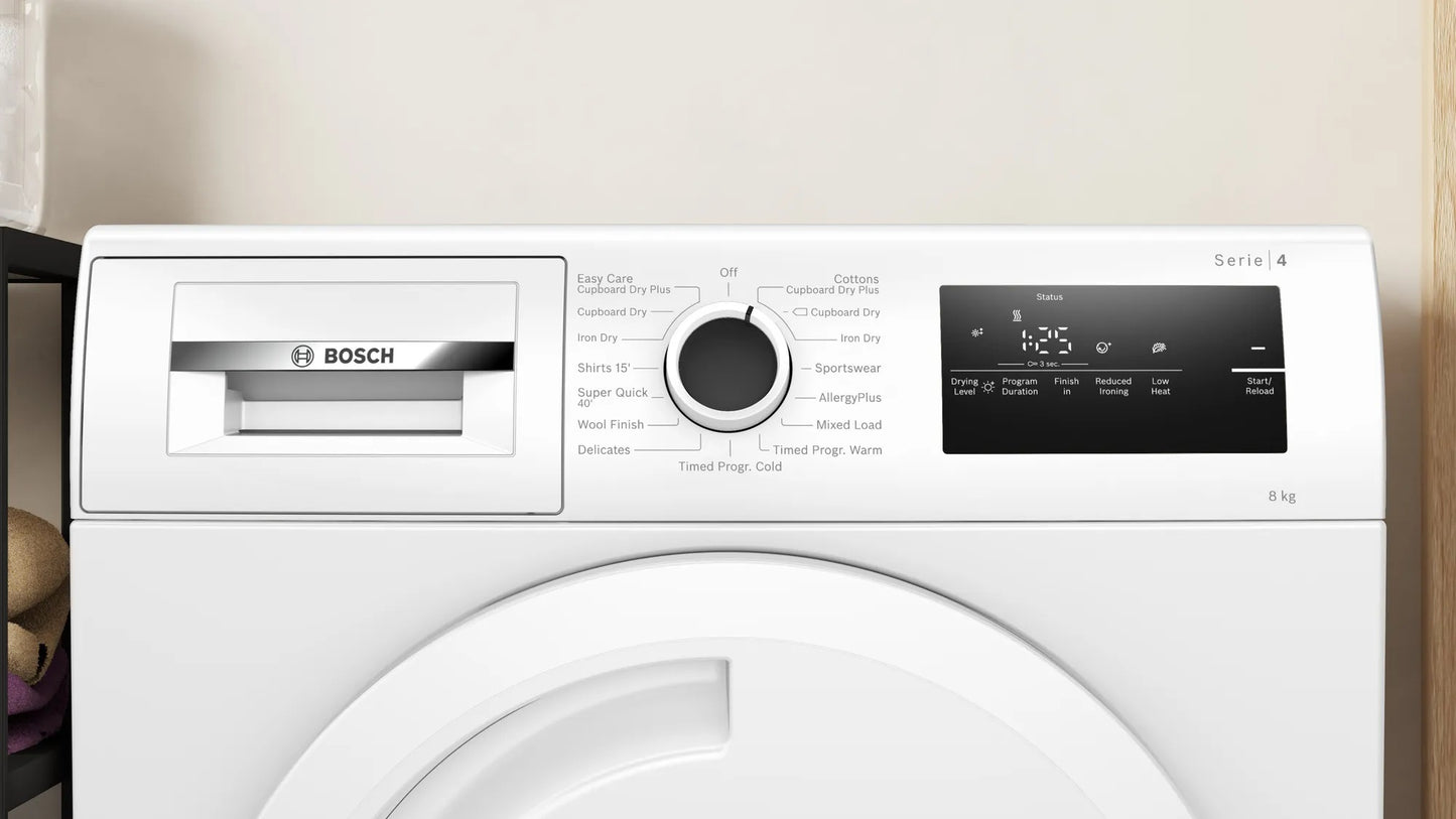 Bosch WTN83202GB  WHITE SIRIES 4 8KG CONDENSER TUMBLE DRYER